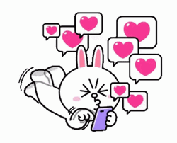 Cony Bunny Sending Multiple Love Text Message Sticker GIF