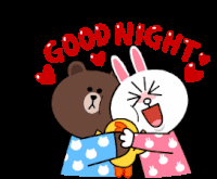 Cony Rabbit Brown Bear Good Night Love Sticker