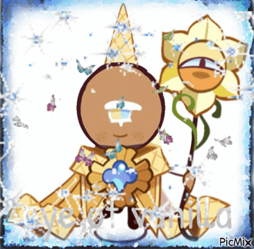 Cookie Holding Flower With Love Of Vanilla GIF