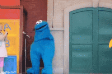 Cookie Monster Dancing In Front Of Microphone GIF