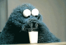 Cookie Monster Drinking Milk