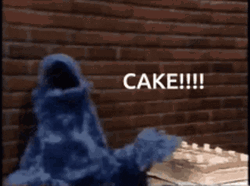 Cookie Monster Eating Cake GIF
