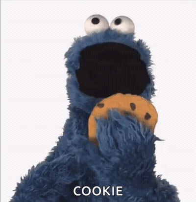 Cookie Monster From Sesame Street Is Covering His Face With His Paw . GIF