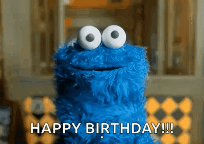 Cookie Monster From Sesame Street Says Happy Birthday !!! GIF