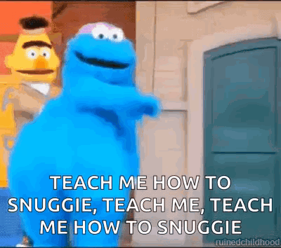 Cookie Monster In Front Of Door With Bert GIF