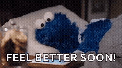 Cookie Monster Lying In Bed With Pillow And Phone GIF