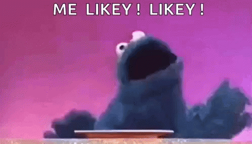 Cookie Monster Sitting On Plate Me Likey Likey GIF