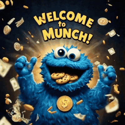 Cookie Monster Surrounded By Money And Coins Welcome To Munch GIF