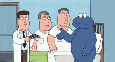 Cookie Monster Visiting Hospital Bed GIF