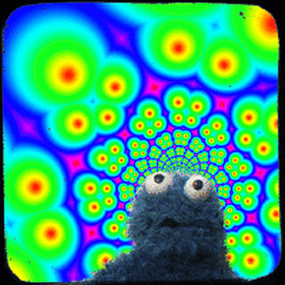 Cookie Monster With Colorful Circles GIF