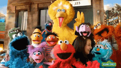 Cookie Monster With Sesame Street Family GIF