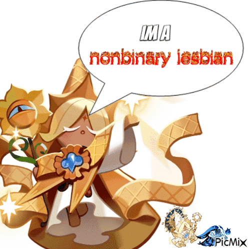 Cookie Saying Ima Nonbinary Lesbian GIF