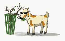 Cool Cartoon Goat Chewing