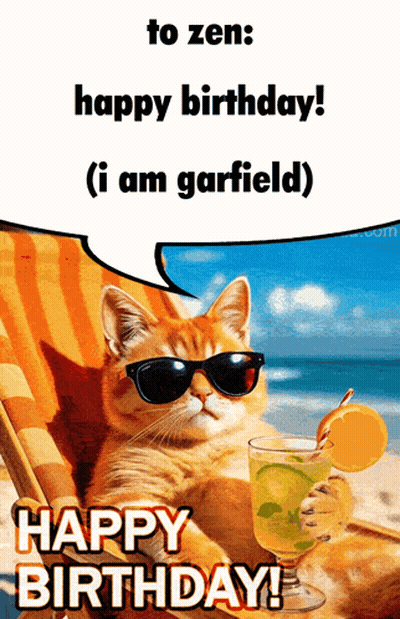Cool Cat With Drink On Beach GIF