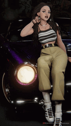 Cool Girl Sitting On Sleek Car GIF