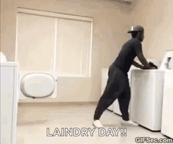 Cool Man Dancing While Doing Laundry GIF