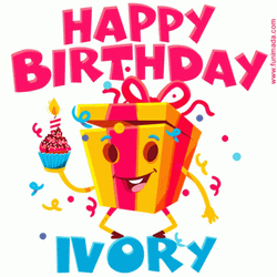 Cool Moving Gift Box With Cupcake Dancing Happy Birthday GIF