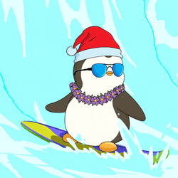 Cool Penguin Surfing Wave GIF