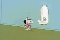 Cool Snoopy Drinking Fountain GIF