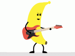 Cool Yellow Banana Playing Guitar