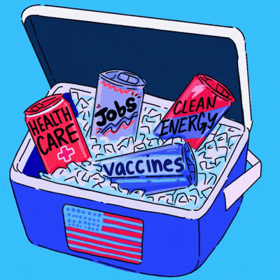 Cooler Filled With Ice Drinks Jobs Clean Energy And Vaccines GIF