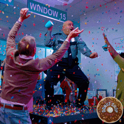 Cop Break Time Dancing Atop Table GIF