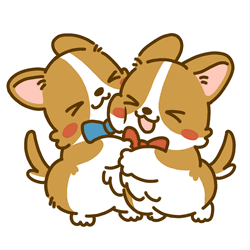 Corgi Cartoon Dog Couple Hugging GIF