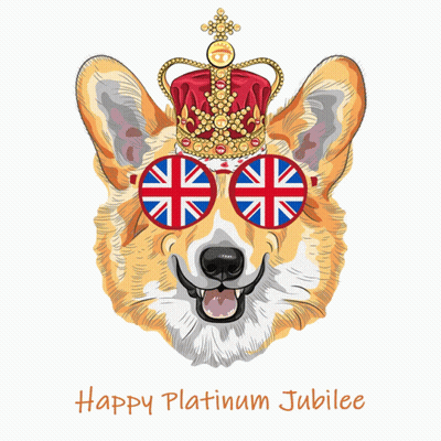Corgi With Crown And Sunglasses Happy Platinum Jubilee GIF