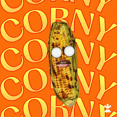 Corn On Cob Face With Corny Text GIF