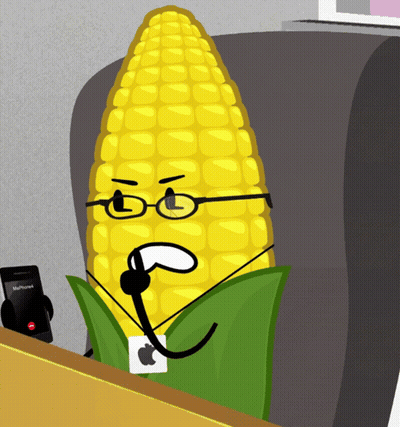 Corn On The Cob With Glasses And Phone Saying Nophone GIF
