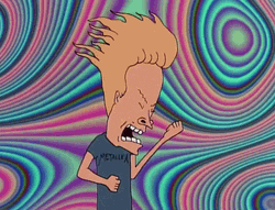 Cornholio Beavis Rocking Out Psychedelic Background GIF