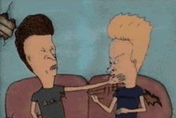 Cornholio Butthead Slaps Beavis GIF