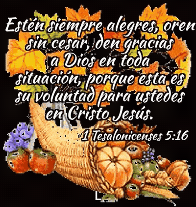Cornucopia Of Fruits And Vegetables With Spanish Bible Verse GIF