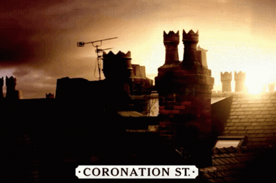 Coronation St. Sign Above Rooftop GIF