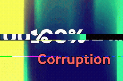 Corruption Word On Blue And Yellow Background GIF