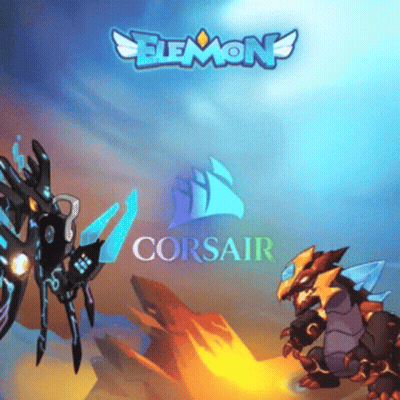 Corsair Logo On Blue Background With Dragon GIF