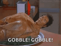 Cosmo Kramer Thanksgiving Turkey Gobble Meme GIF