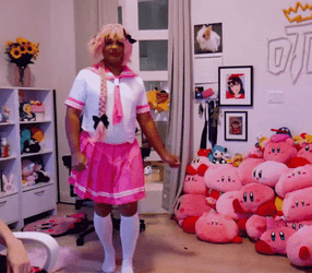 Cosplay Schoolgirl Big Flying Kiss GIF