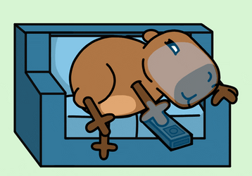 Couch Potato Capybara Watching TV GIF