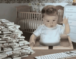 Counting Money Stack Funny Baby GIF