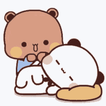 Couple Back Massage Animated Cute Bears  GIF