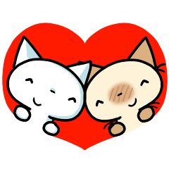Couple Cats Inside Heart Amor