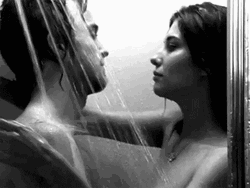 Couple Enjoying Sweet Shower Kiss GIF