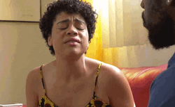 Couple Enthusiastically Talking About Romance GIF