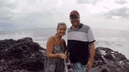 Couple Epic Fail Wave Splash GIF