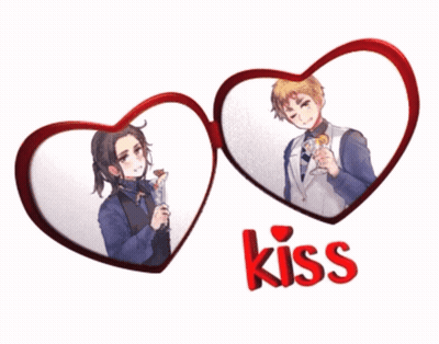 Couple Hearts With Kiss GIF