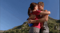 Couple Hikers Hug Kissing GIF
