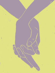 Couple Hold Hands Cartoon Illustration