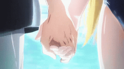 Couple Holding Hands Blue Background GIF