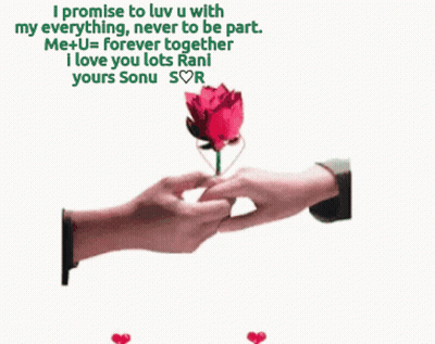 Couple Holding Hands In Front Of Heart With Rose GIF